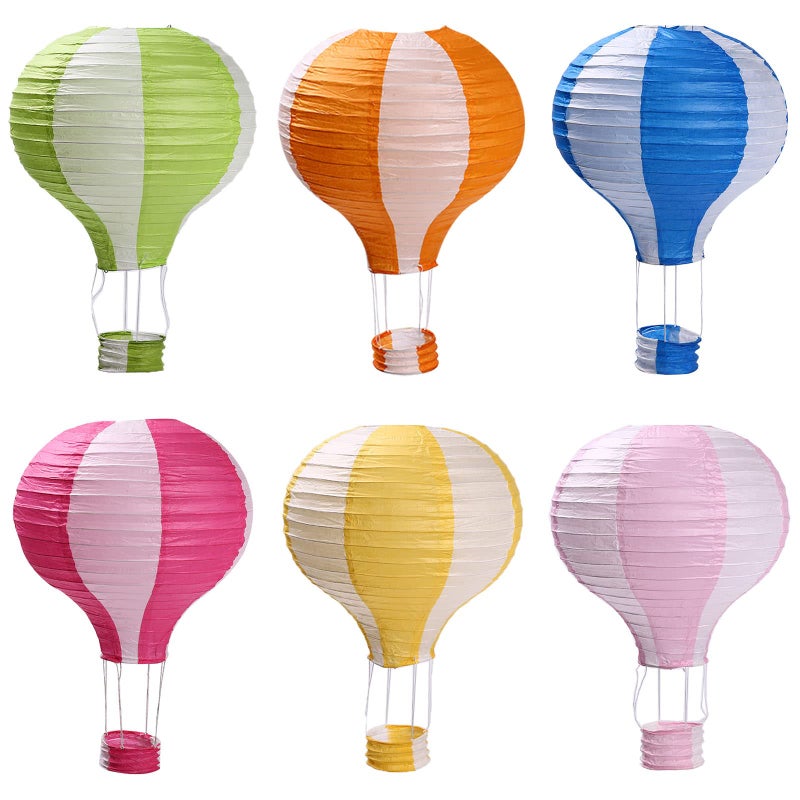 zilue Hot Air Balloon Decorations Paper Lanterns for Wedding Birthday Engagement Christmas Party Decoration Pack Stripe Set of 6 - Image 1